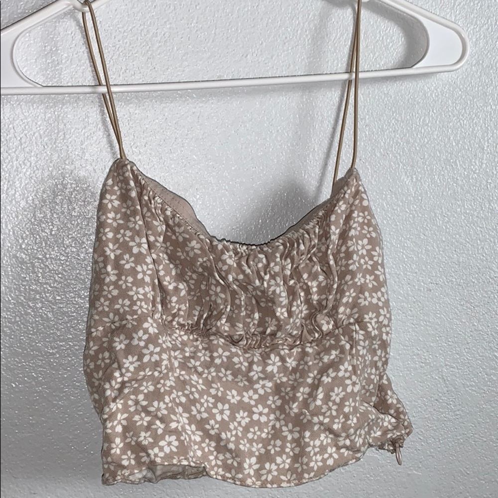 nude- floral tank top